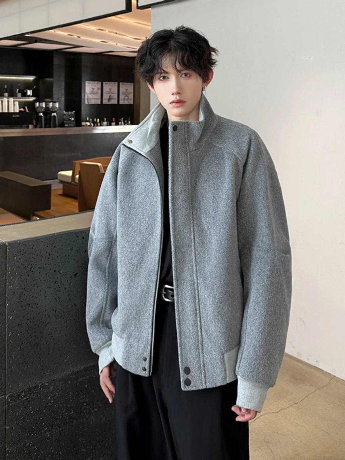 

Мужское шерстяное пальто в американском стиле с воротником-стойкой, осенне-зимнее, модное, в корейском стиле, повседневное, для отдыха