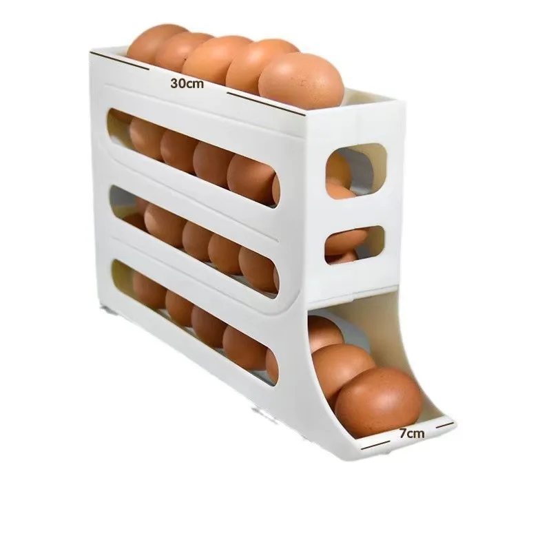 

Automatic Scrolling Egg Rack Holder Storage Box Egg Basket Food Containers Egg Case Holder Refrigerator Storage Organizer