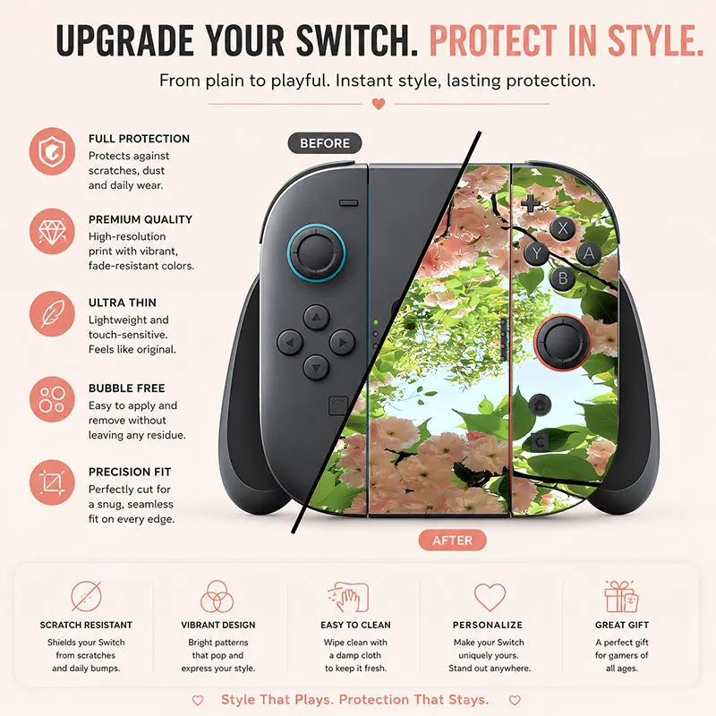 Creative pattern SWITCH game console protective film, with natural touch and comfortable feel, featuring personalized designs