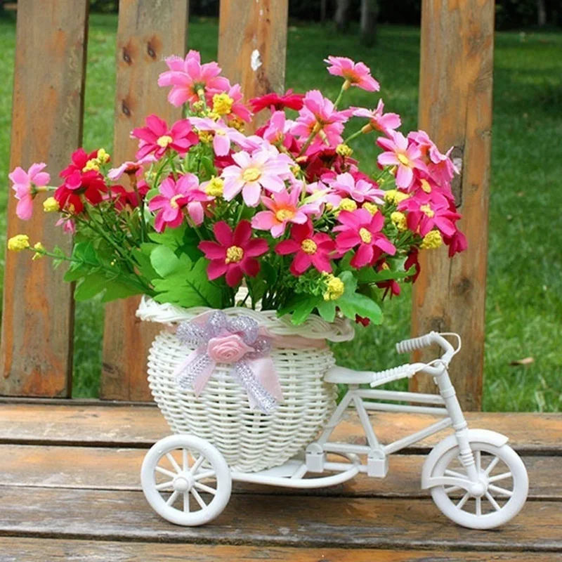 23*12.5*9 cm new creative bicycle shape rattan flower basket crafts home living room decoration