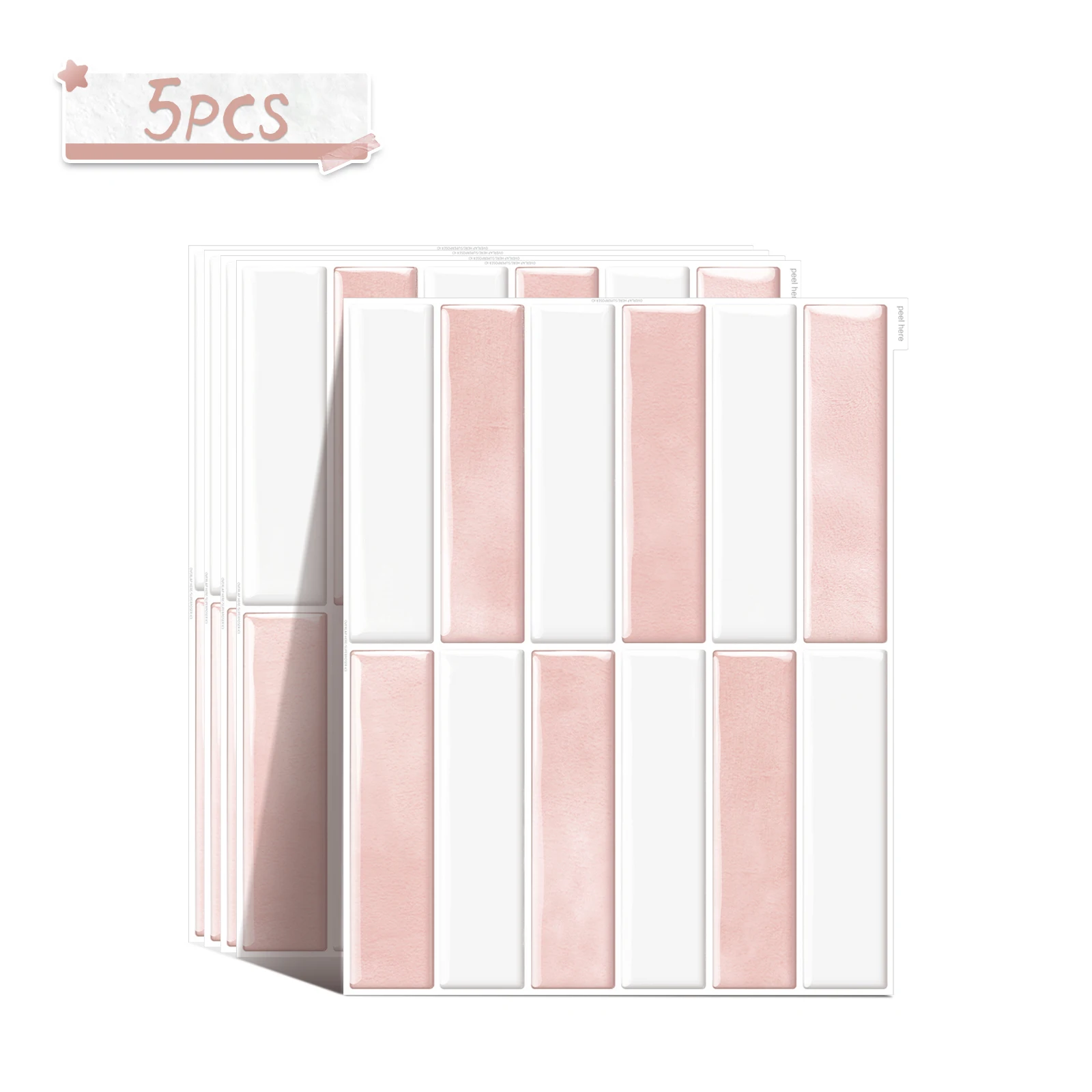 5pcs Universal Wall Stickers Kitchen and Bathroom Backsplash Tiles Self-Adhesive Waterproof Brick Wallpaper Apartment Renovation
