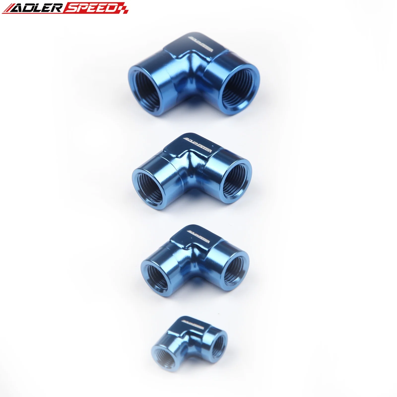 

ADLERSPEED 90 Degree 1/8" NPT 1/4" NPT 3/8" NPT 1/2" NPT To 1/8" NPT 1/4" NPT 3/8" NPT 1/2" Female Aluminum Fuel Fitting Blue