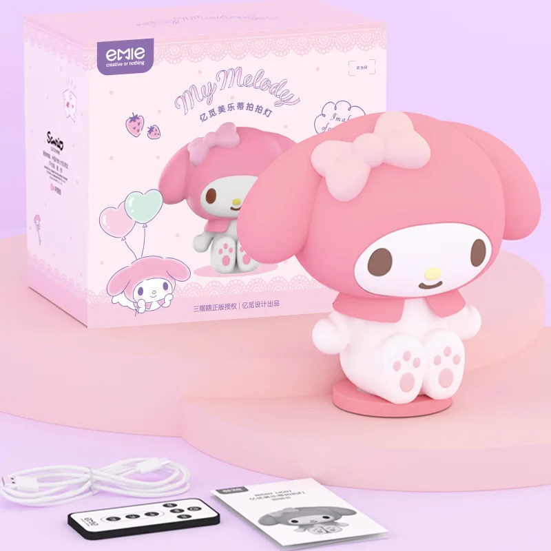 Sanurgente-Veilleuse en silicone My Melody, figurines d'anime, lumière Melody Clap, chambre à coucher, sommeil, escales, lampe de nuit, cadeau d'ornements, chaud, nouveau