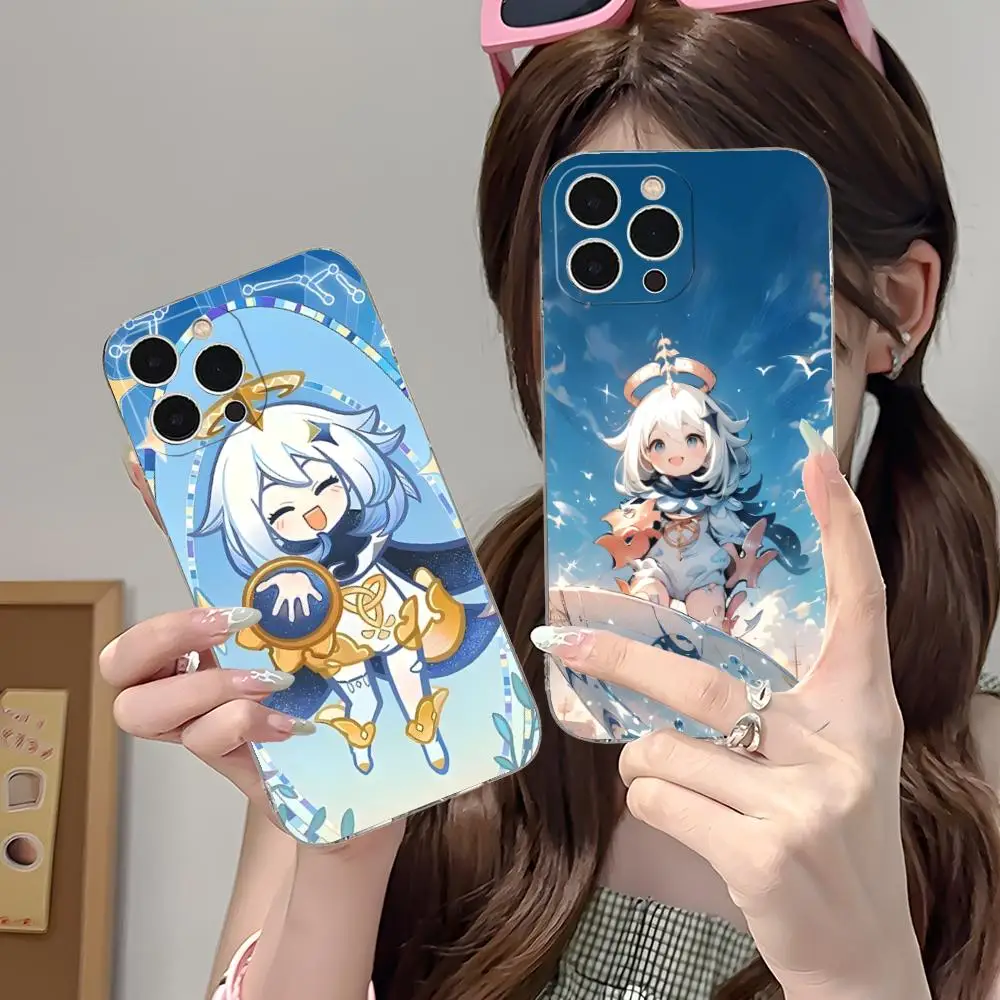 

Чехол для телефона Genshin Impact Paimon для iPhone 16, 15, 14, 13, 12, 11 X XR XS 8 6 Pro Max Plus, мини-прозрачный цветной принт, красивый чехол