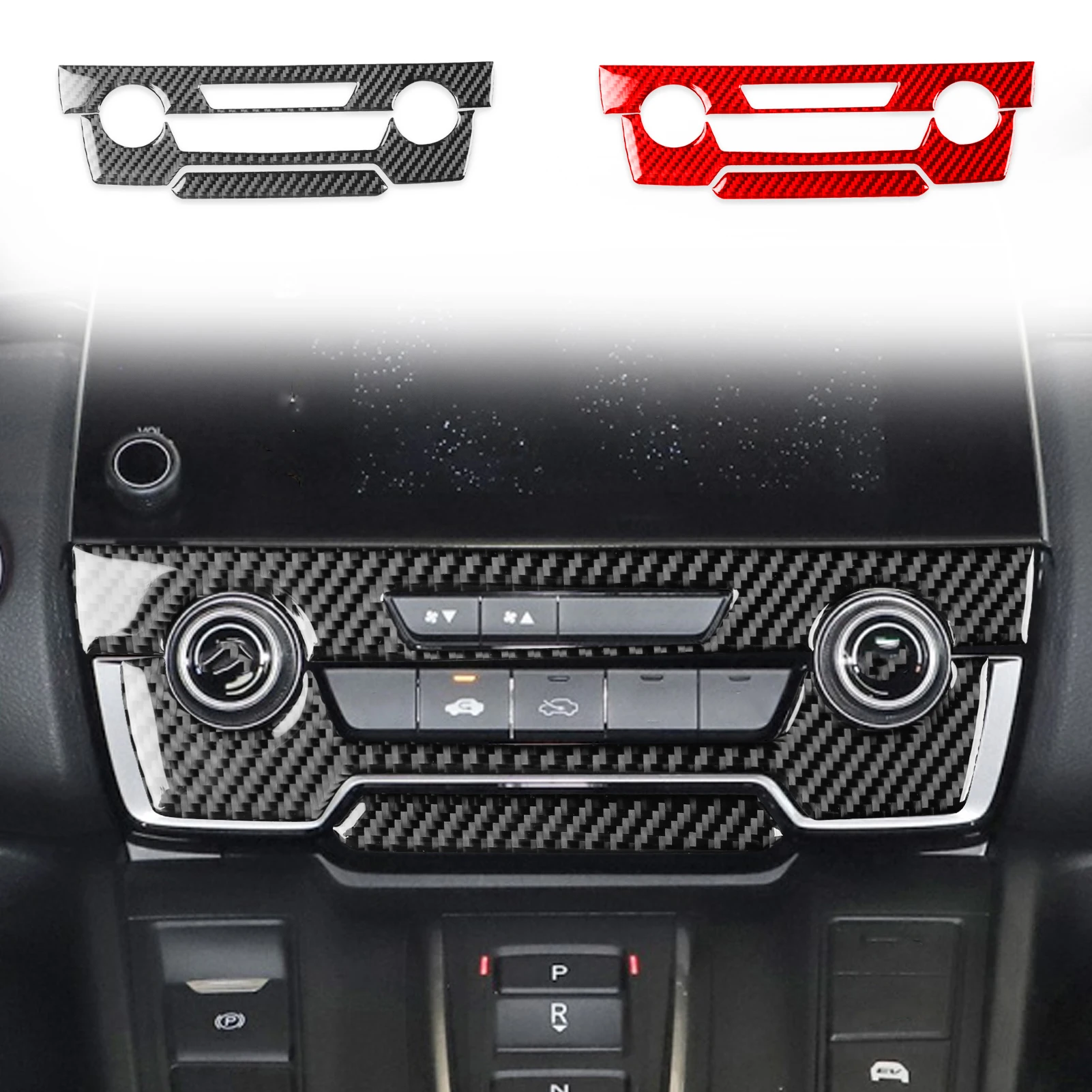 For Honda CRV 2017-2021 Carbon Fiber Center Console CD Button Frame Decorative Cover Car Intreior Accessories Modify Sticker