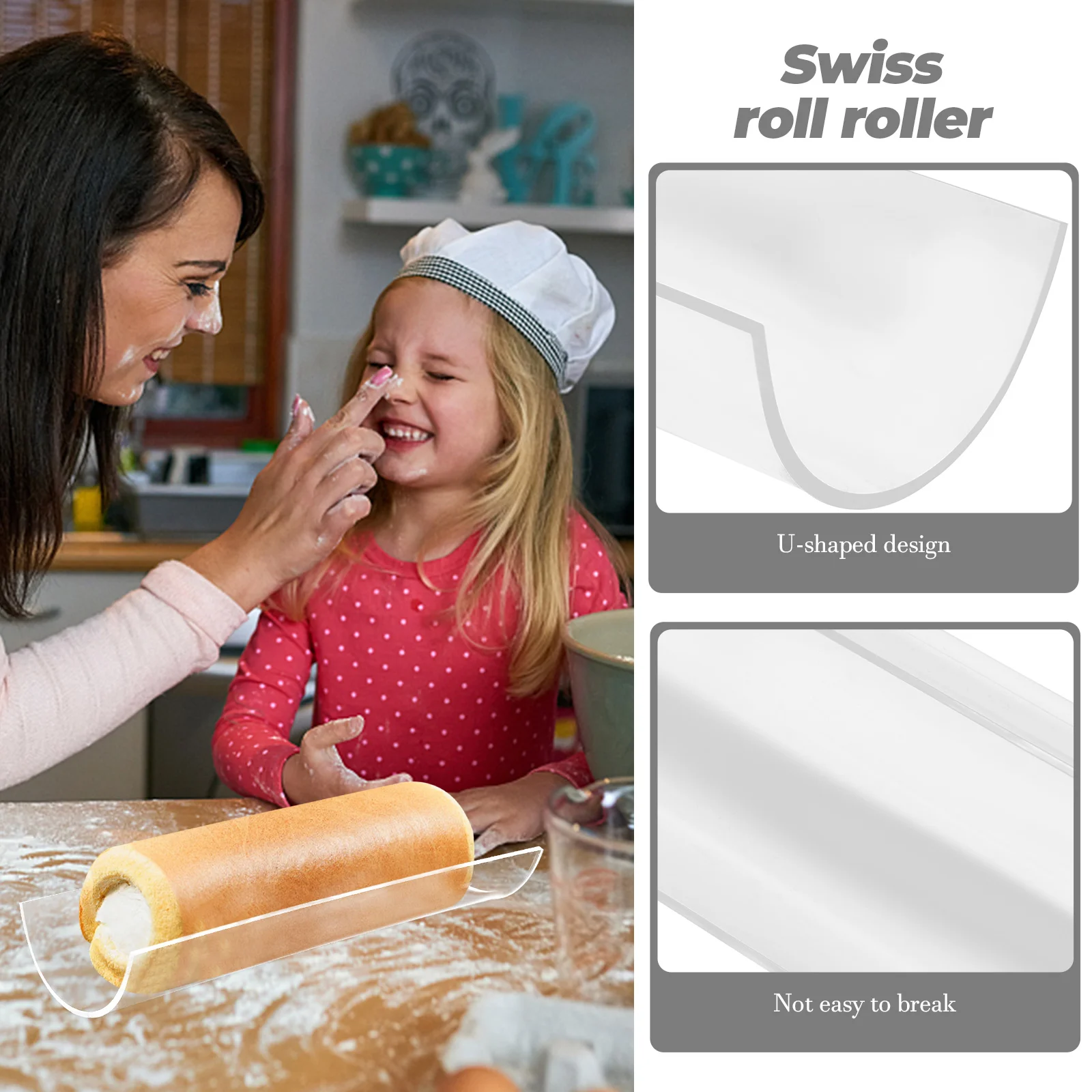 

Acrylic Cake Roll Shaping Mold U-Shape DIY Baking Tool for Homemade Rolls Roll Maker for Preparation