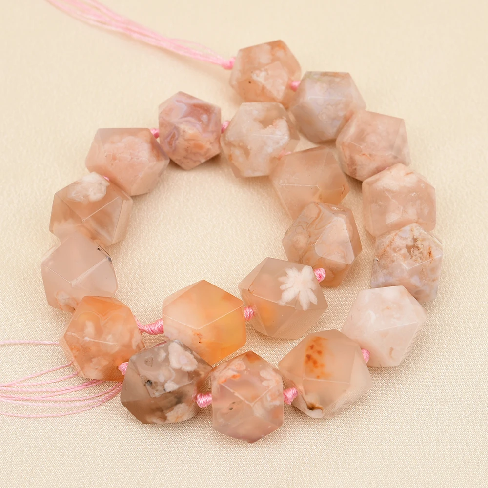 

Натуральные розовые бусины из кварца «Цветущая сакура» (агат «Цветущая вишня») с огранкой, неправильной формы, 15,5 дюймов, для изготовления ювелирных изделий, аксессуары для рукоделия