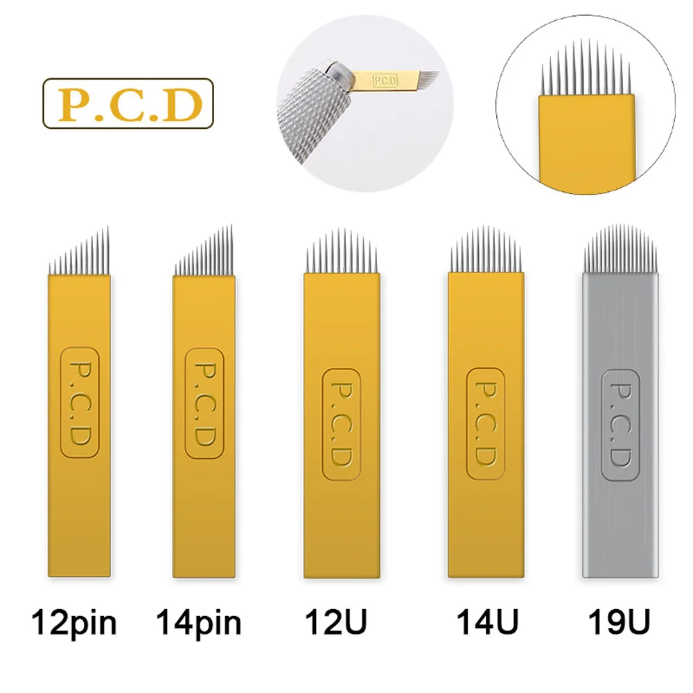 PCD 마이크로블레이딩 바늘, 영구 메이크업 수동 눈썹 블레이드 바늘, 3D 자수 수동 문신 펜