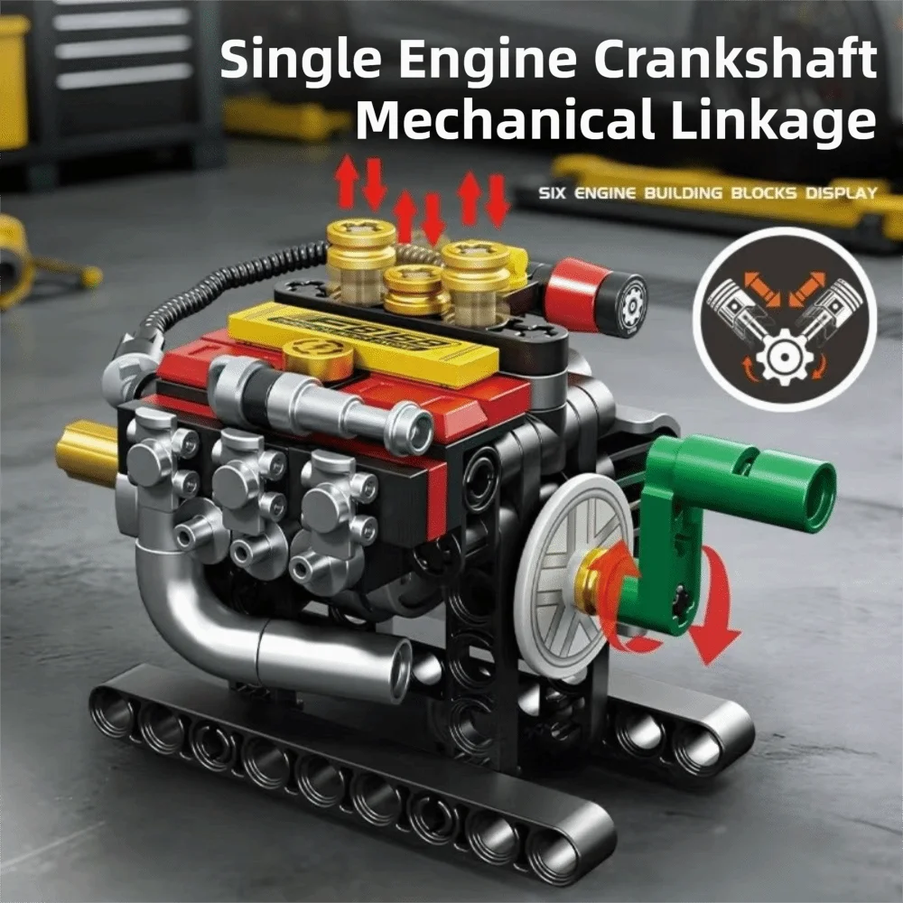 Assembly Toy Movable Engine Building Blocks DIY Mechanical Mechanical V8 Engine Kit Creative New Racing Engine Blocks Home Decor