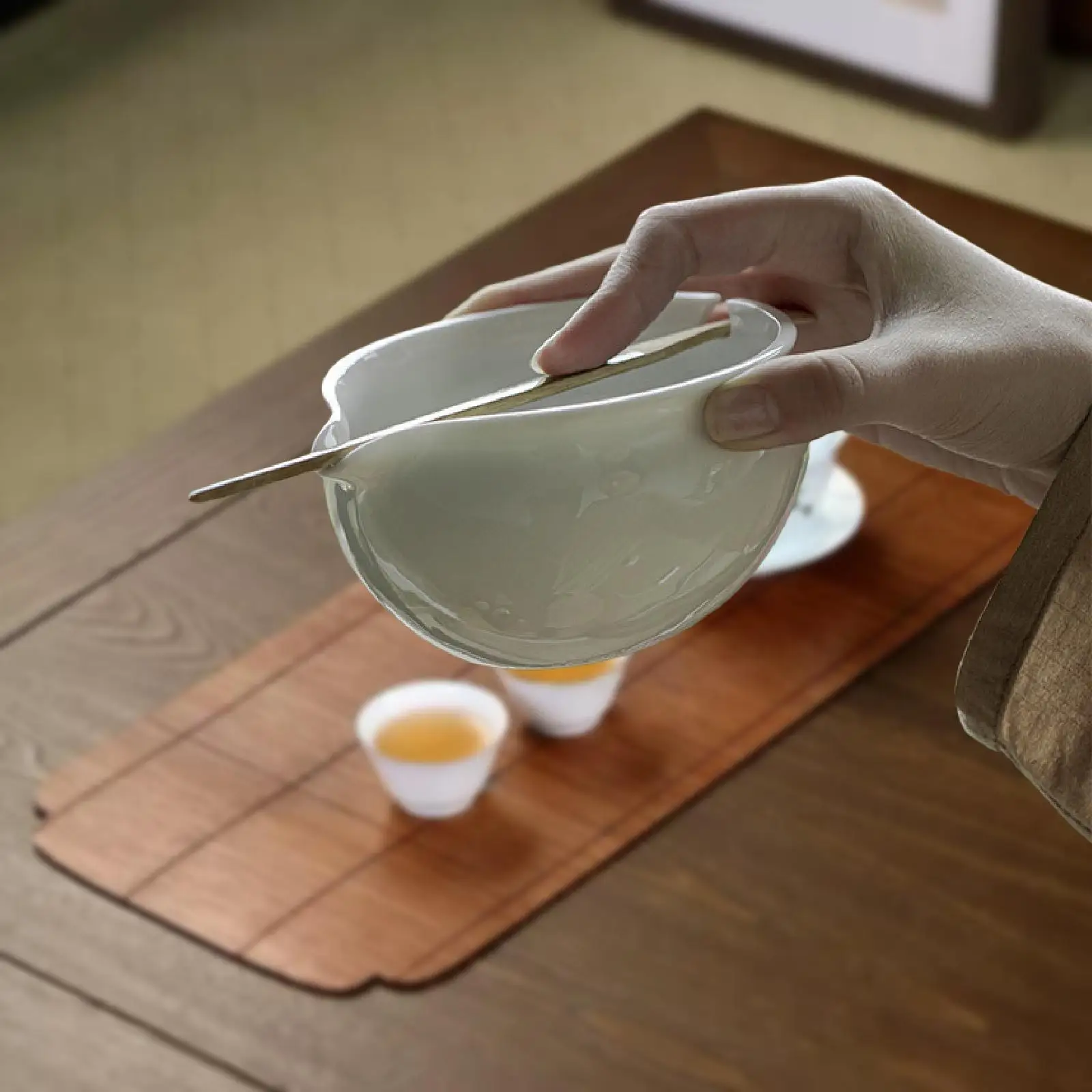 Tazón de Cerámica para Matcha, Hecho a Mano, Utensilio para el Hogar con Boquilla, para Fiestas, Amantes del Té, para Batir Matcha, para Amantes del Matcha en Casa