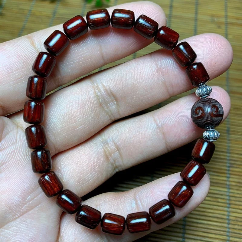 

Authentic Indian small-leaf rosewood 6*8 barrel single-loop bracelet Buddhist beads jewelry simple DIY hand accessory