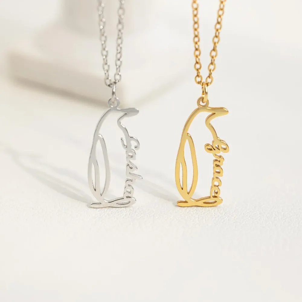 Custom Penguin Charm Necklace Personalized Cute Animal Jewelry Trendy Birthday Gift Customized Items