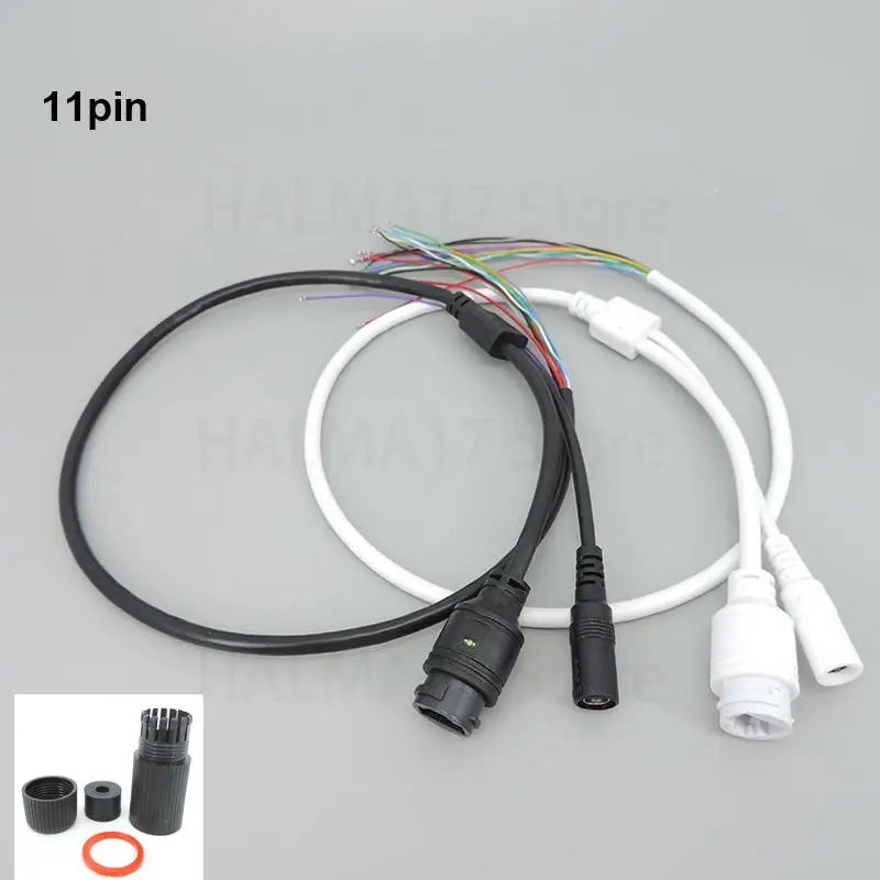 CCTV POE IP Câmera de Rede Módulo PCB, Cabo de Alimentação, DC Conector Fêmea, Terminais de Vídeo, à prova d'água com 11 Núcleo, RJ45, 4 5 + 7 8 + J