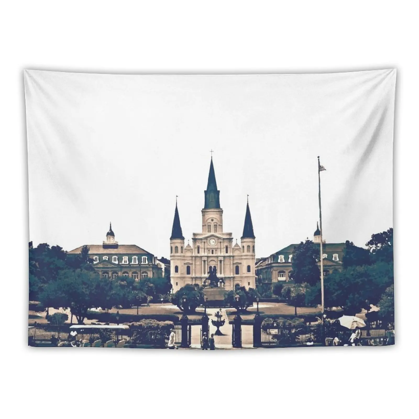 

New New Orleans Jackson Square Iconic Nola French Quarter Cityscape Travel Lifestyle Tapestry Decoration Home Tapestries