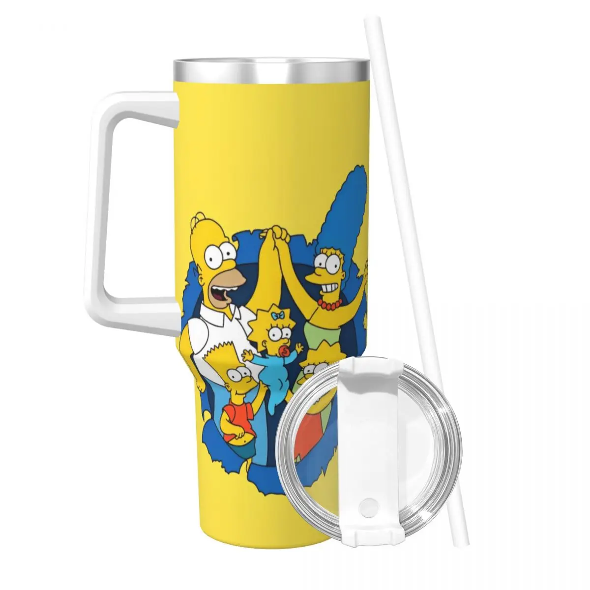 Stainless Steel Tumbler The S-Simpsons Car Mugs With Straws Travelist Cold and Hot Water Bottle Leakproof 40oz Thermal Mug