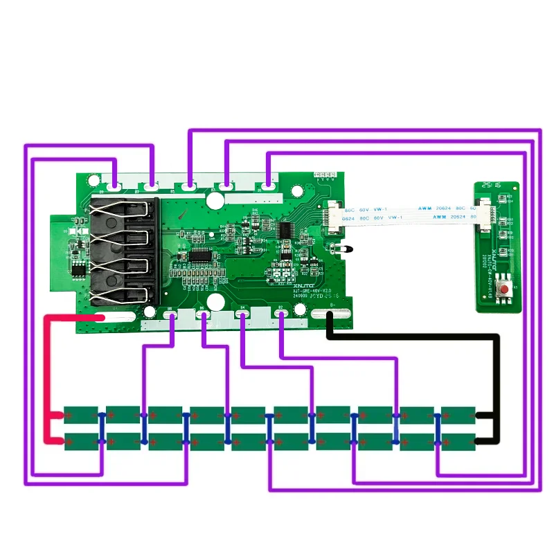 20*18650 Li-ion Battery Plastic Case Charging Protection Circuit Board PCB For Greenworks 40V Lawn Mower Cropper Grass Cutter