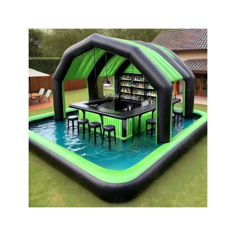 Outdoor Friendly Backyard Parties Water Floating House Indoor PVC Commercial Grade Swimming Inflatable Pool Bar Amusement Adults
