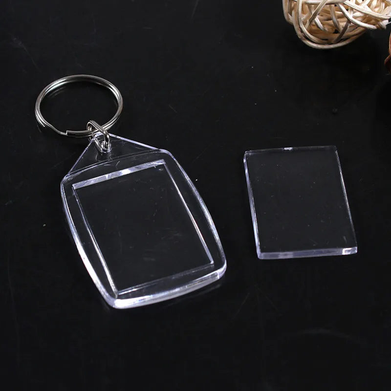 100pcs Blank Acrylic Photo Keychains Insert Picture & Logo Keyrings Luggage tag