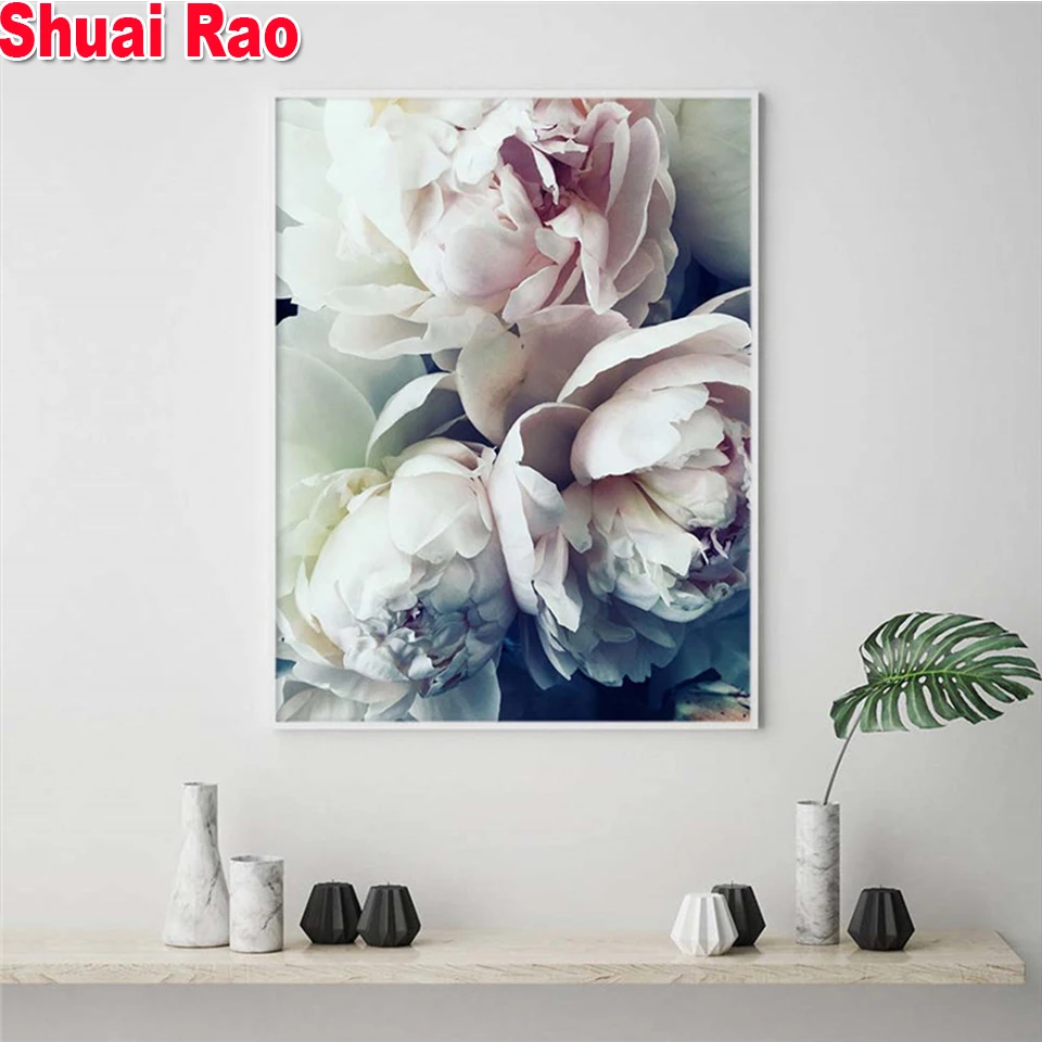 Diamond Painting 5D Pink Peony pictures Embroidery Full Square Round Diamant Painting DIY Mosaic Rose Flowers Gift Home Decor,