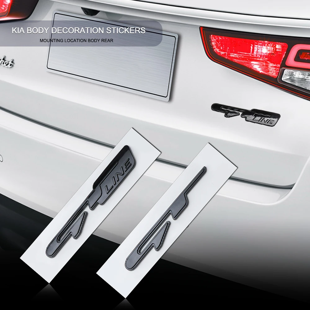 GT GTline Letter Logo Car 3D Rear Marked Side Marking Decorative Sticker Badge For Kia KN Pegas Sorento Soul Cerato Niro Optima