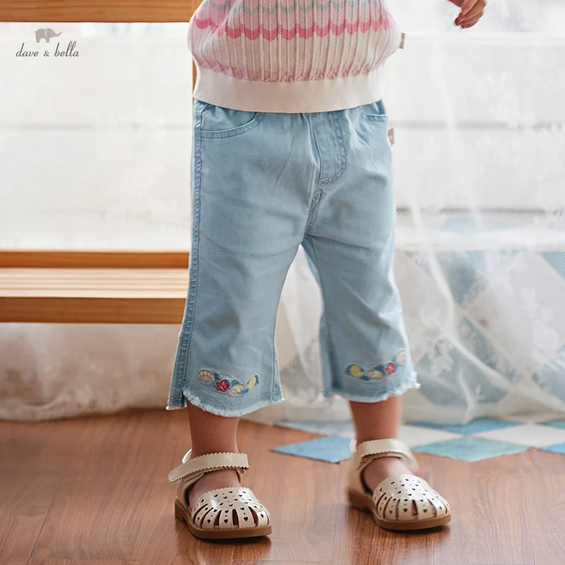 

Dave Bella Children's Pants 2024 New Summer Girl's Trousers Baby's Jeans Fashion Style Casual Elastic Cowboy Pants DB2240601