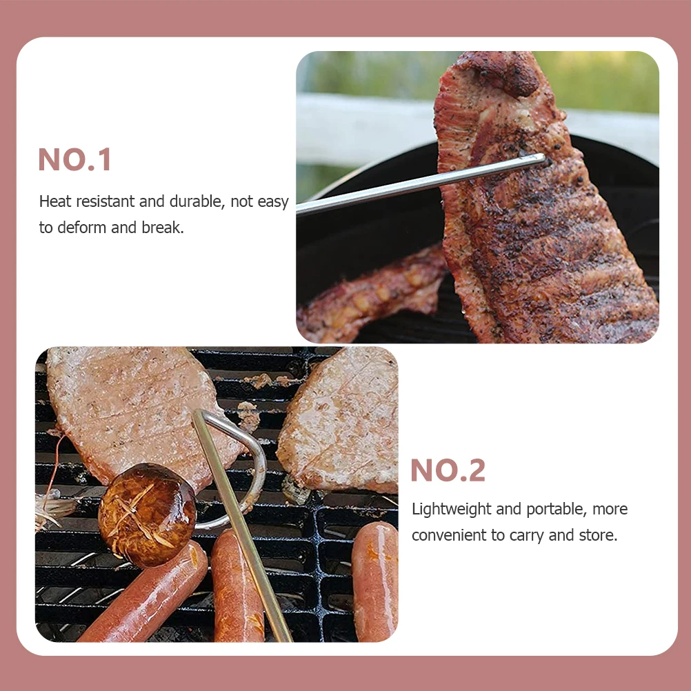 

2pcs Barbecue Fork Stainless Steel Bbq Meat Hook Portable Grill Tool For Outdoor Camping Roasting Food Fork Kitchen Gadget