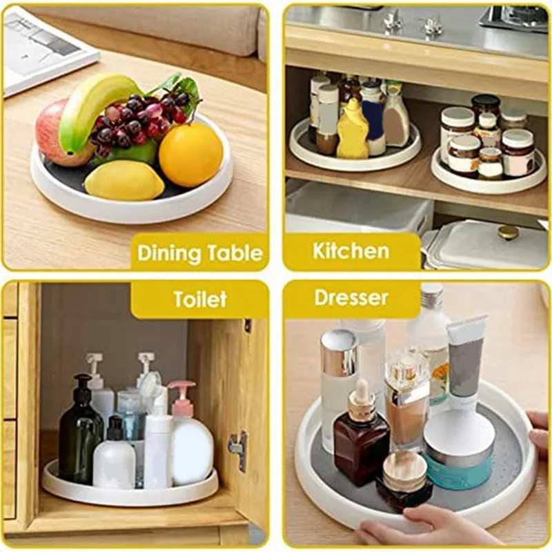 2025+ Pack Of 2 Rotating Spice Rack Turntable Organiser, Non-Slip Turntable,Suitable for Fridge, Dresser,Spice Rack