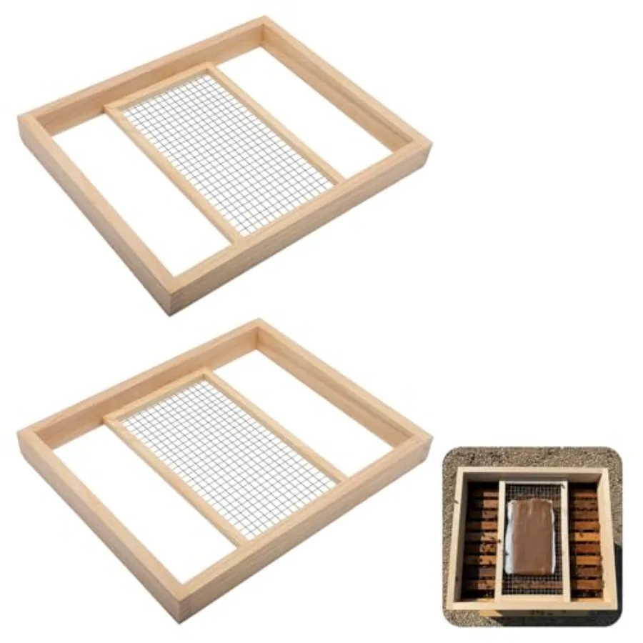 

Cinnvoice 2 Pcs 10 Frame Beehive Candy Board Feeder Assembled Pollen Patty and Sugar Brick Internal Feeder Tray Bee Sugar Hive