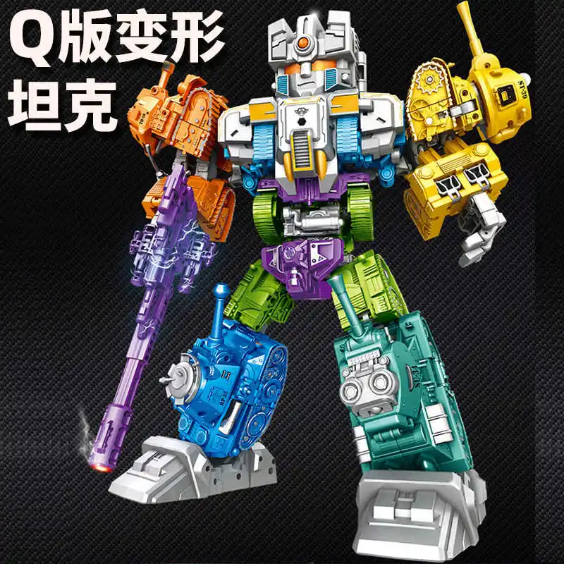 En Stock Tank Alliance Robot de transformación 6 en 1 Q figura de acción de coche militar plástico ABS 37CM deformación