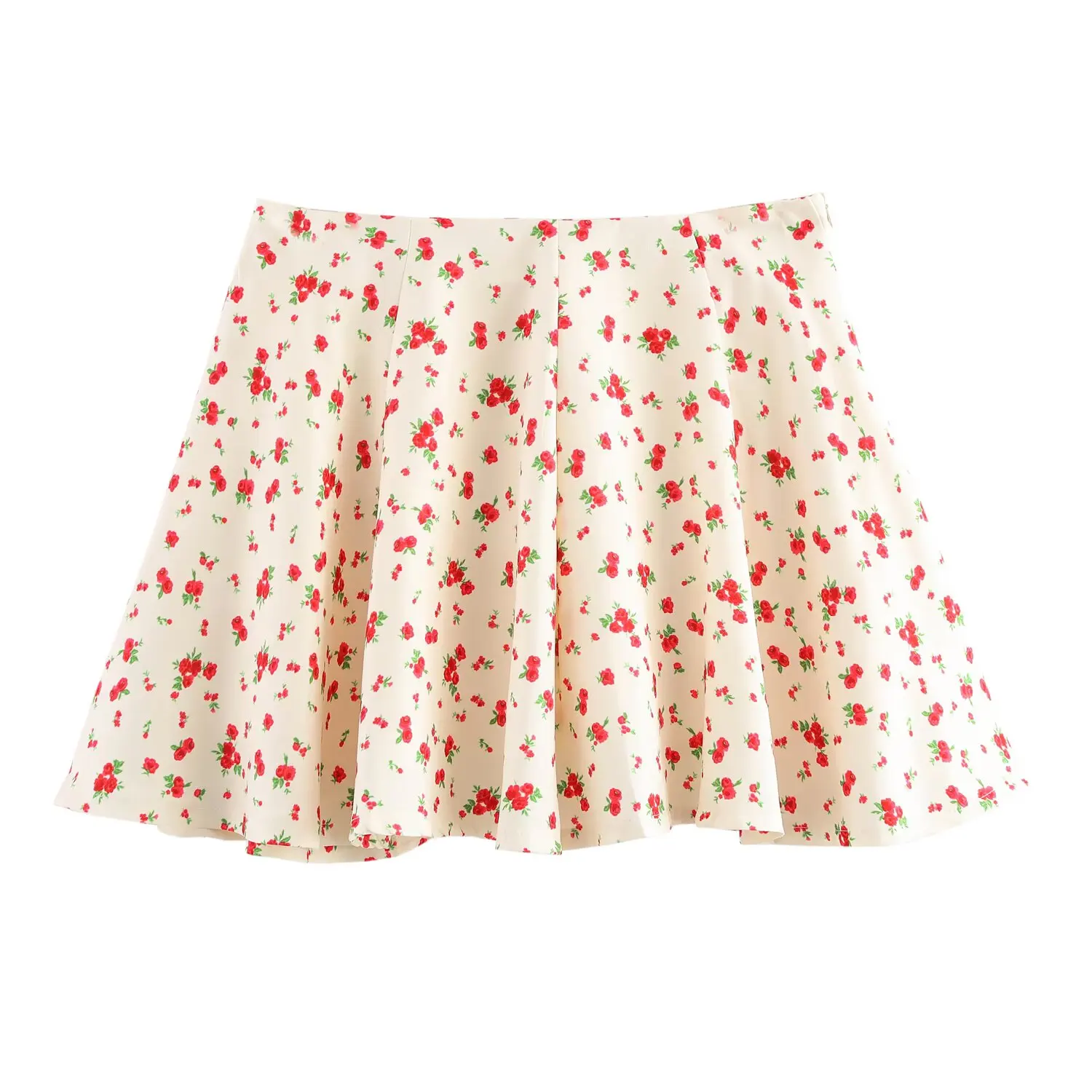 

2025 new women's clothing European and American style girl flower print wide pleated gentle fashion mini skirt