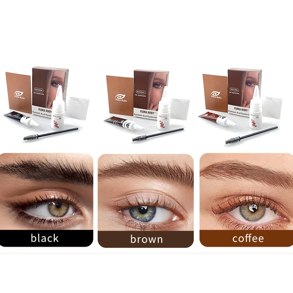 Eyebrow Tint 2-In-1 Tint Kit Semi-Permanent Eyebrow Dye Professional Eyelash & Eyebrow Kit Lasting Diy Dying for Salon Brown