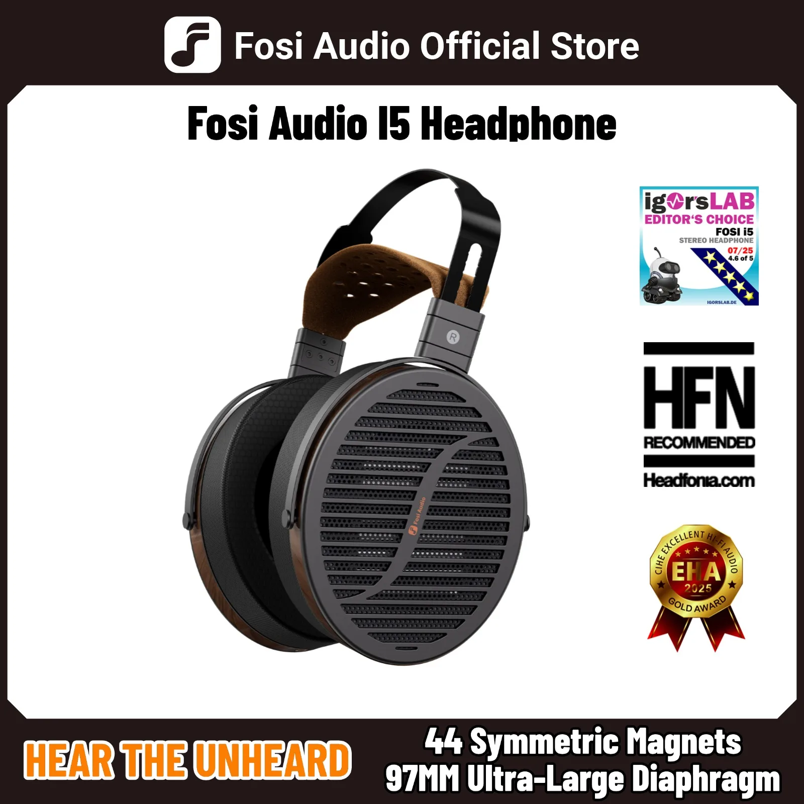 

Fosi Audio i5 Open-Back Planar Magnetic Headphones with 97mm Diaphragm Professional Hifi Monitor Wired Headset For Studio
