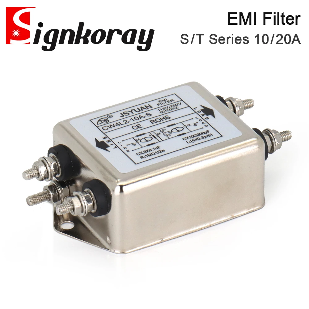 SignkoRay Power EMI Filter CW4L2-10A-T/S CW4L2-20A-T/S Single Phase AC 115V / 250V 20A 50/60HZ