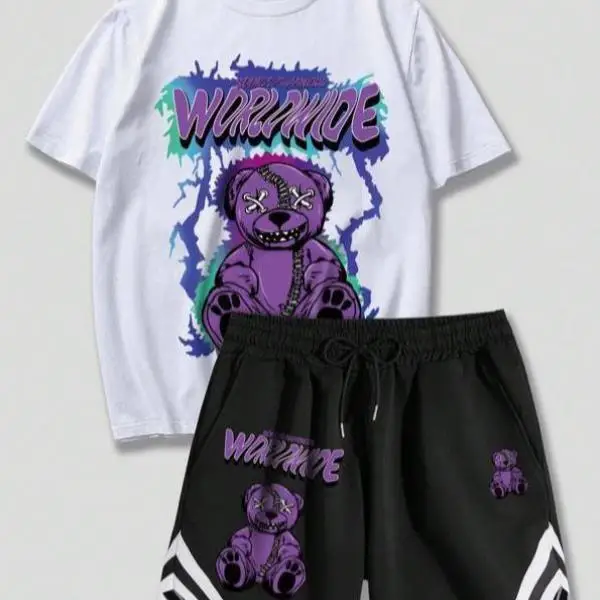 Nowe komplety odzieżowe NS Męska odzież sportowa codzienna Koszulka z krótkim rękawem Siedem Sve Długość spodni Jesienna sezonowa moda Wygodna Oddychająca