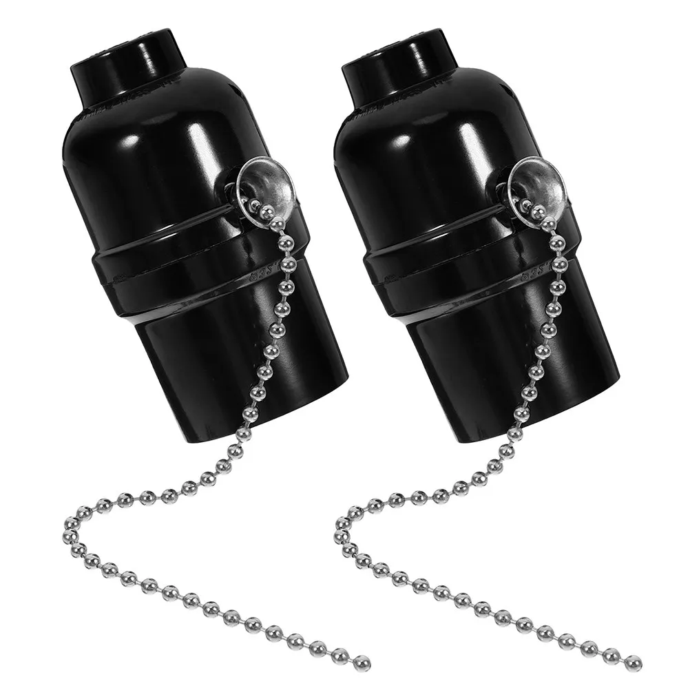 

2Pcs E26 Pull Chain Lamp Socket Bakelite Light Fixture Socket with Threaded Base for Table Floor Pendant Lamps Versatile Secure