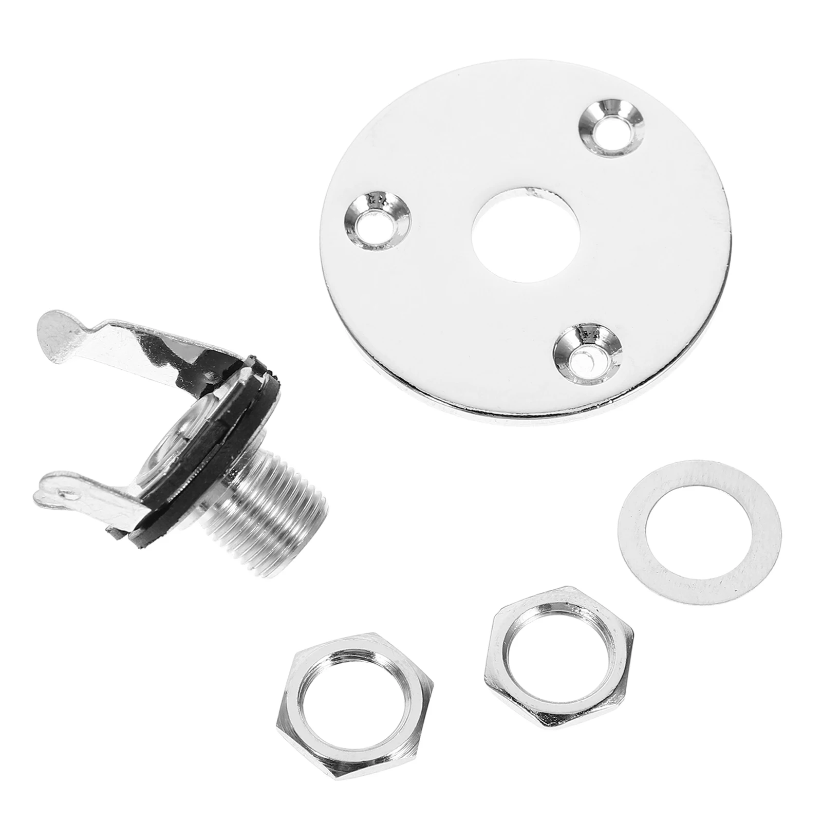 

Round 1/4 Inch 6.35mm Guitar Jack Plug Socket Guitar Pickup Output Input Jack Plug with Jack Plate Screws for Electric Guitar Ba