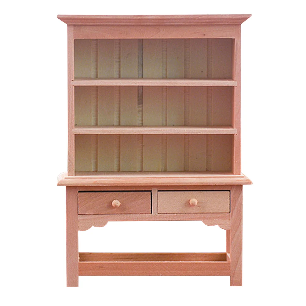 Mini Wardrobe Ornaments Furniture Decorate Models Wood Wooden Cabinet Miniature Bookcase Adornment