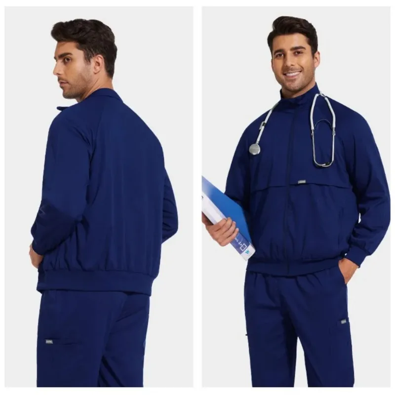 autumn-and-winter-standing-collar-zipper-long-sleeved-medical-jacket-hospital-doctor-nurse-night-shift-patrol-work-uniform