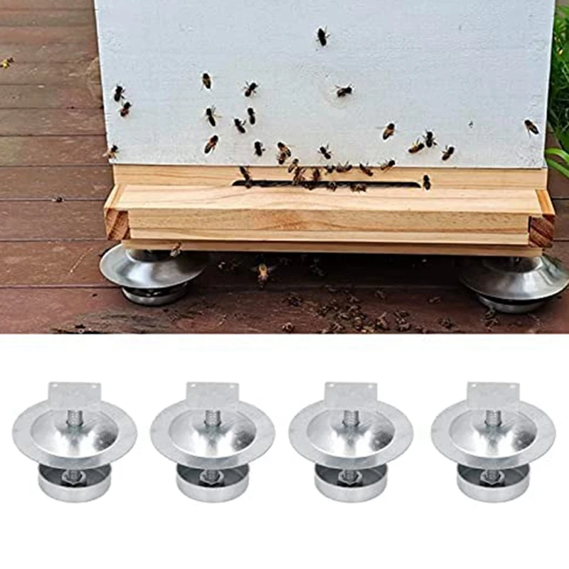 PORK-4Set Ant Proof Hive ฟุตสแตนเลส Beehive ฐานการเลี้ยงผึ้ง Beehive Stand Hive กับดักเครื่องมือสําหรับ Beekeeper