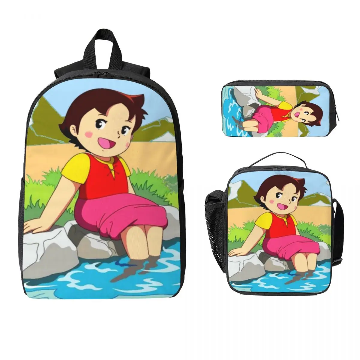 

Рюкзак Heidi Feet In The Water, студенческая сумка для книг для мальчиков и девочек, школьная сумка, сумки на плечо для ноутбука, 3 шт., изолированная сумка для обеда, пенал