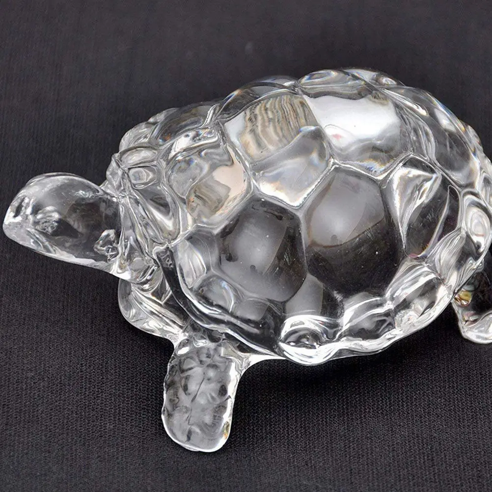 Crystal Turtle Sculpture Adorable Clear Desktop Animal Decoration Home Ornament Quartz Crafts Decor Statue