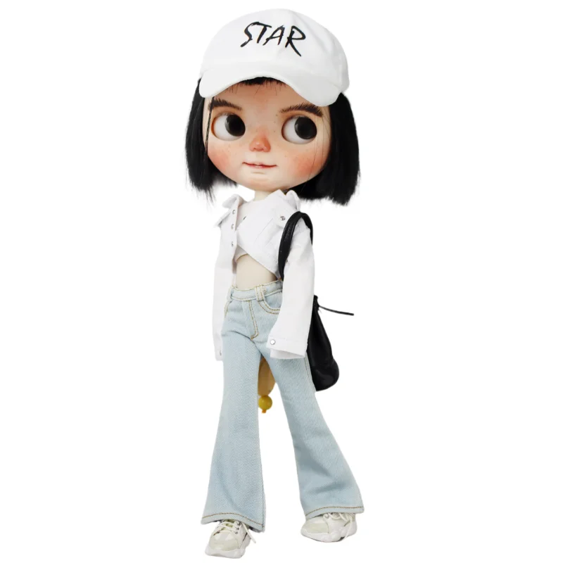 สําหรับเสื้อผ้าตุ๊กตาบลายธ์กางเกงยีนส์สําหรับ Ob24 Ob22 Azone ชุดตุ๊กตากางเกงแจ็คเก็ตยีนส์