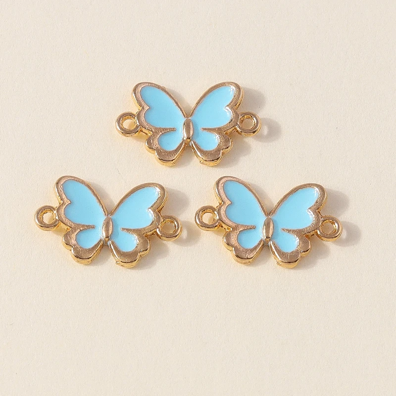 Leslie 10pcs/lot Colorful Mini Butterfly Charm Pendant Connector for Bracelet Necklace DIY Jewelry Making Small Butterfly Charms