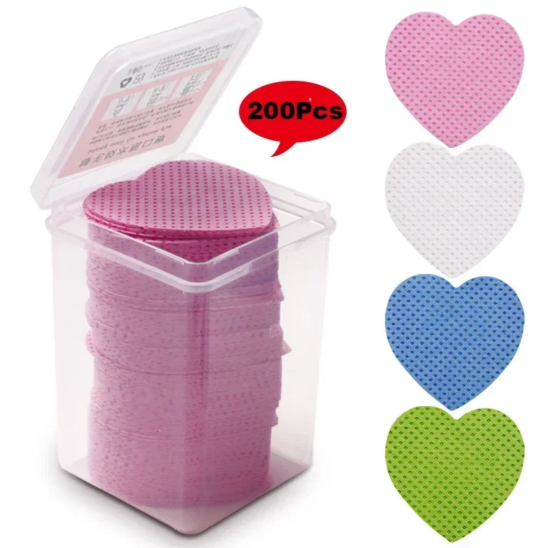 200Pcs Lint-Free Nail Polish Remover Cotton Wipes Heart Shaped UV Gel Tips Remover Cleaner Paper Nails Polish Art Cleaning Tools