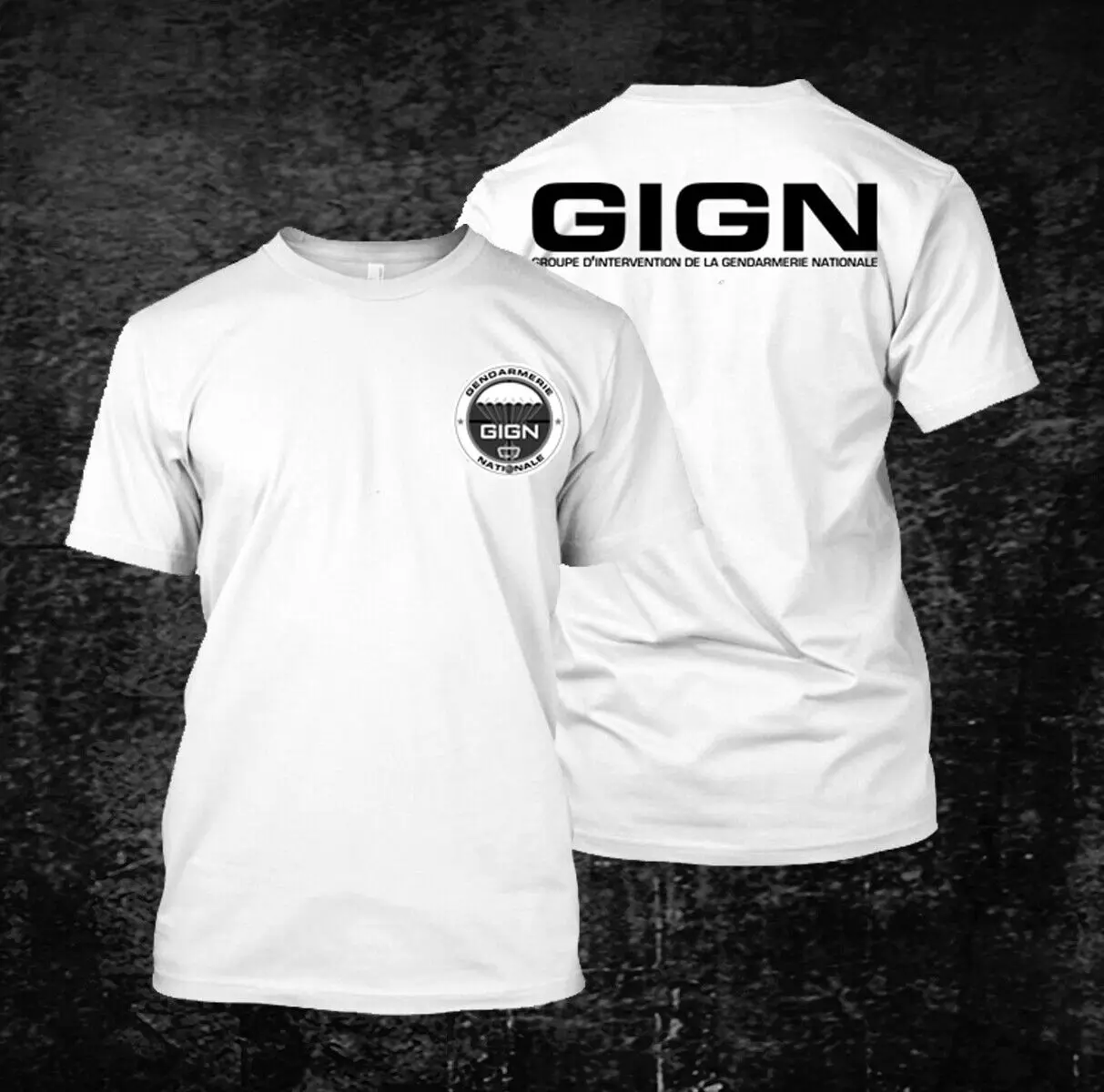 French Special Force Gign Gendarmerie Nationale - Custom Men\'s Black T-Shirt Tee