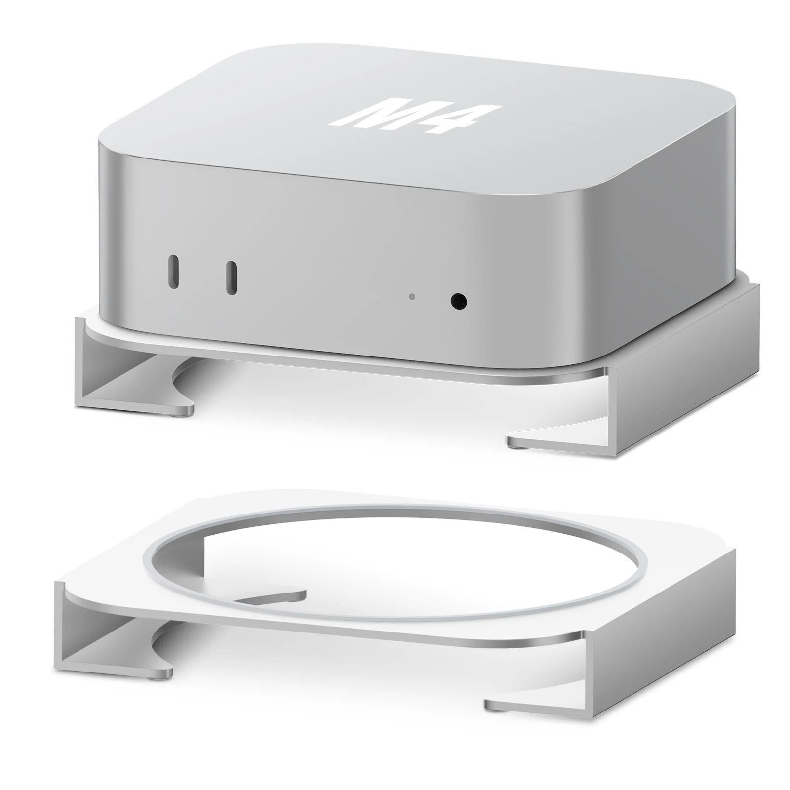 Desktop Stand for Mac Mini M4 & M4 Pro 2024 Base Bracket Heat Dissipation Aluminum Mount Dock Cooling Holder Accessories