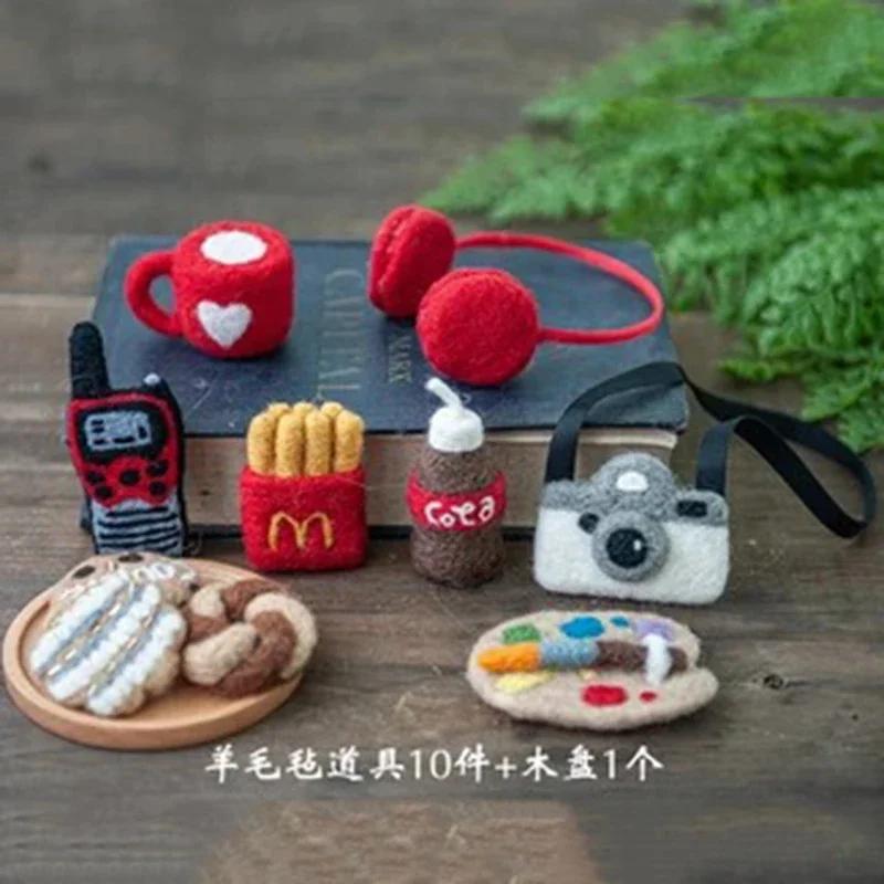 Photography Props Baby Wool Felt Palette French Fries Earphones Biscuits Love Cup Photography Creative Shooting Accessories