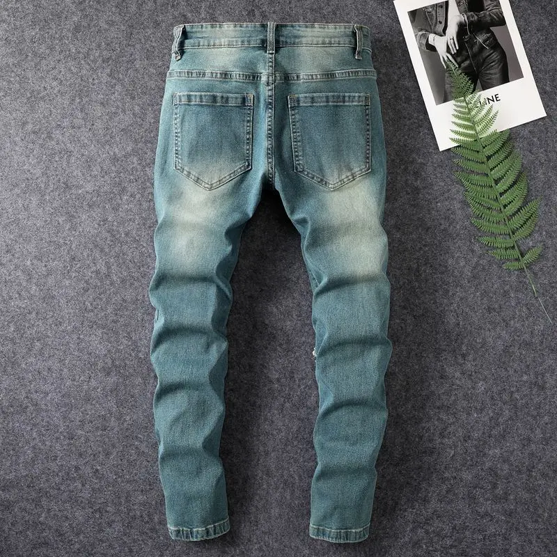 Men's Jeans Casual Slim Fit Small Feet Men's Ripped Pants Versatile