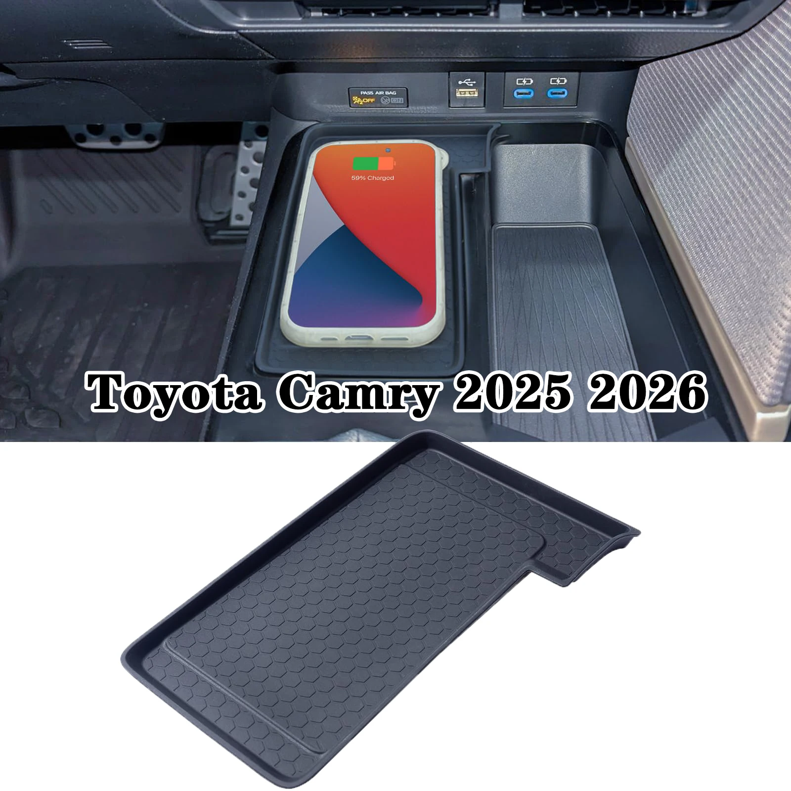 

Wireless Charging Silicone Protective Pad Center Console Liner Anti-Slip Mat Compatible For Toyota Camry 2025 2026 Improvement