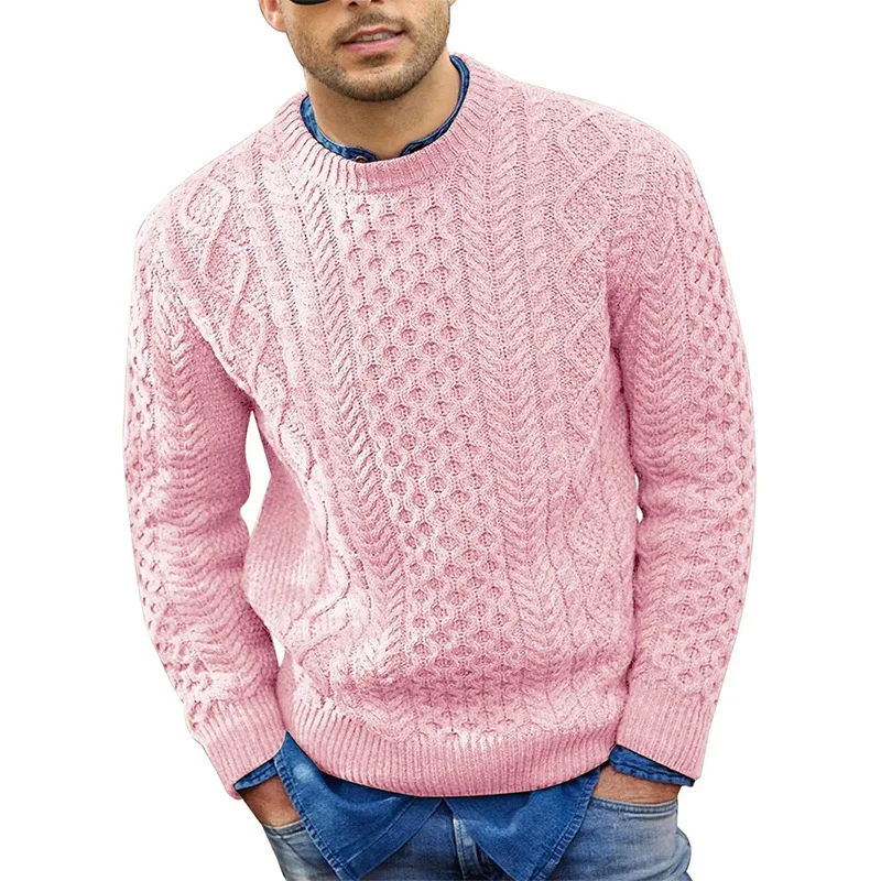 

2025 Men's Autumn and Winter New Slim-fit Pullover, Twist Sweater
